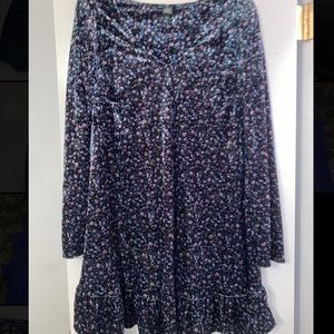 Wild Fable Crushed Velvet Ruffle Hem Floral Dress